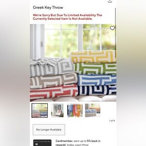 New Pottery Barn Greek Key Knot Oversized Throw Blanket, Marigold Yellow 55X80”